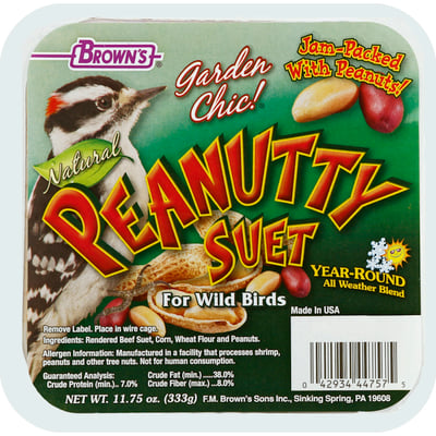 Brown's Suet, Natural, Peanutty, For Wild Birds