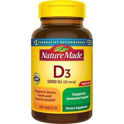 Nature Made Vitamin D3, 25 Mcg, Tablets, Value Size