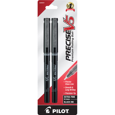 Pilot Precise V5 Premium Rolling Ball Stick Pen, Extra Fine Point, Black Ink