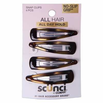 Scunci Snap Clips, No Slip Grip