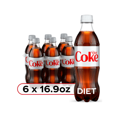 Diet Coke Zero Calorie Cola Soda, 16.9 fl oz, Bottles