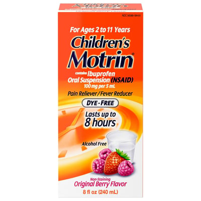 Children’s Motrin Dye‑Free Ibuprofen Oral Suspension, Berry Flavor, 8 fl oz