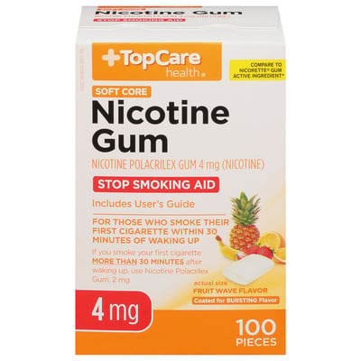 TopCare Nicotine Gum, 4 mg (Fruit Flavor) – 100 ct