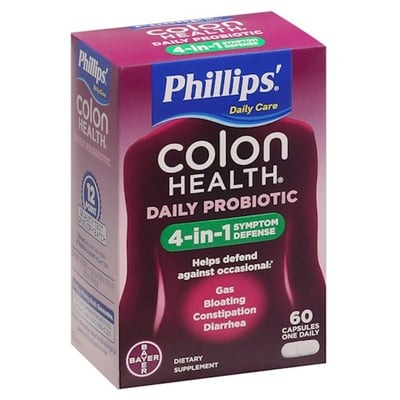 Phillips' Colon Health, Daily Probiotic, 4-in-1 Symptom Defense, Capsules