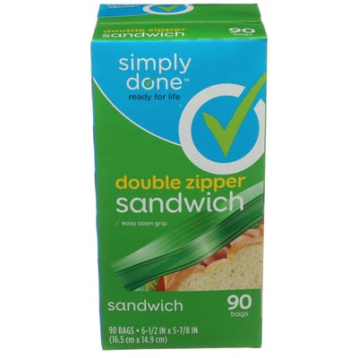 Simply Done Double Zipper Sandwich Bags 90 Bags