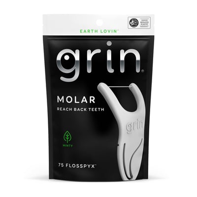 Grin Molar Dental Floss Picks, Minty