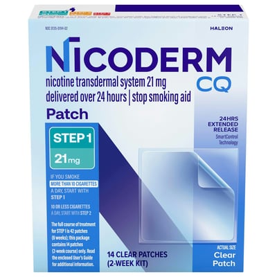 NicoDerm CQ Stop Smoking Aid Clear Patches Step 1