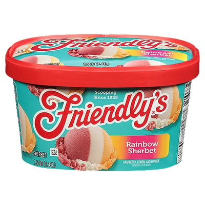 Friendly's Raspberry, Lemon, And Orange Rainbow Sherbet, 1.5 Qt