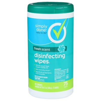 Simply Done Disinfecting Wipes Fresh Scent 75 ct