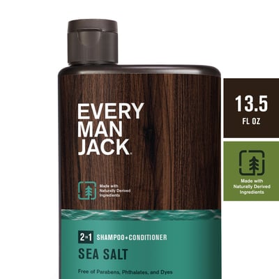 Every Man Jack 2‑in‑1 Shampoo & Conditioner Sea Salt, 13.5 fl oz