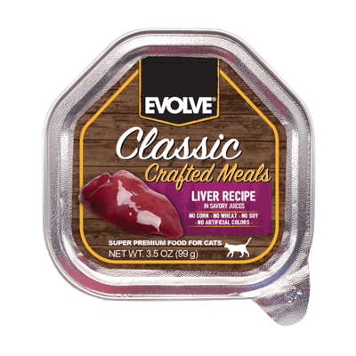 Evolve Classic Crafted Meals Liver Recipe In Savory Juices Food For Cats 3.5 Oz Tray