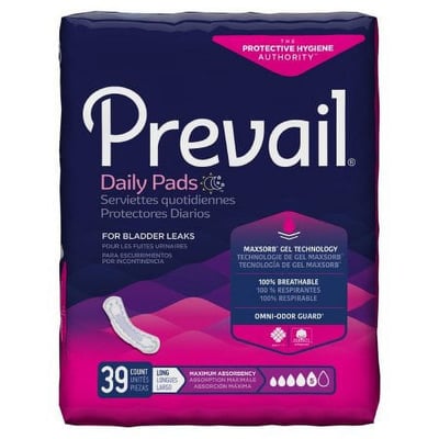 Prevail Bladder Control Pads, Maximum Absorbency, Long 39 Count