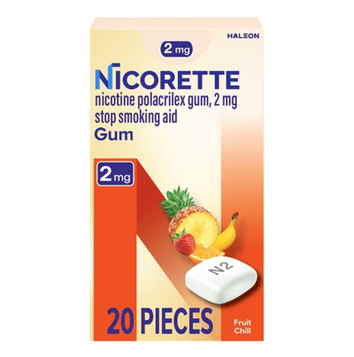 Nicorette Nicotine Gum 2 mg Fruit Chill 20 Count