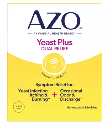 AZO Yeast Plus Dual Relief Homeopathic Tablets, Vaginal & Yeast Infection Symptom Relief, 60 Count