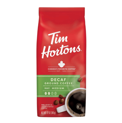 Tim Hortons Decaf Medium Roast Ground Coffee 12 oz