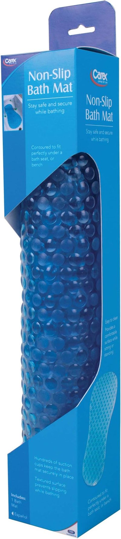 Carex Non-Slip Bath Mat 32" x 16" Blue