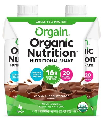 Orgain Organic Nutrition Shake Creamy Chocolate Fudge 4 Pack 11 oz