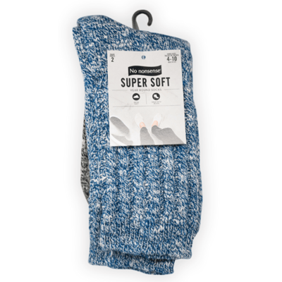No Nonsense Super Soft Marl Slub Crew Sock, Assorted Colors, Women's Shoe Size 4-10, 2 Pair