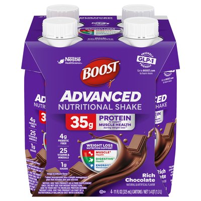 Boost Advanced Nutritional Protein Shake Rich Chocolate 11 fl oz Cartons, 4 ct