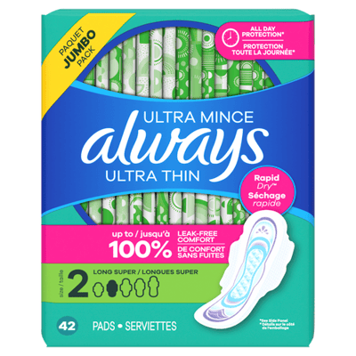 Always Ultra Thin Pads, Long & Super, Ct