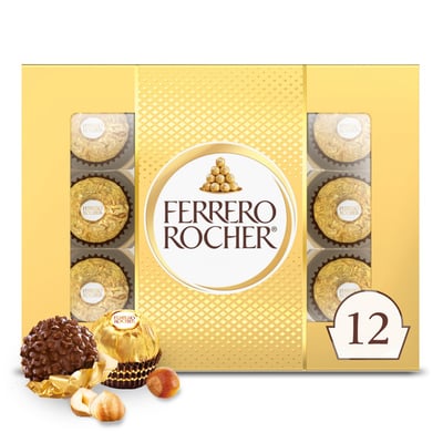 Ferrero Rocher Fine Hazelnut Milk Chocolates, 12 Count