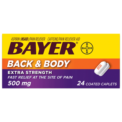 Bayer Back and Body Aspirin Extra Strength 500mg Coated Caplets 24 Count