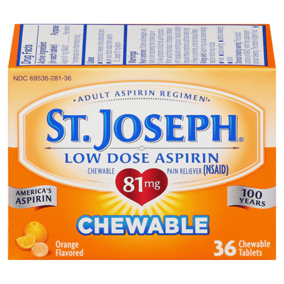 St. Joseph Low Dose Aspirin 81mg Chewable Tablets Orange 36 Count