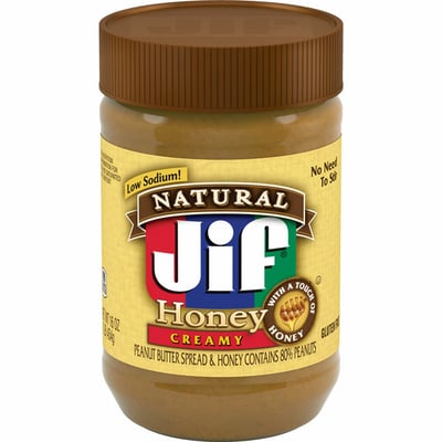 Jif Natural Creamy Peanut Butter Spread with Honey 16 oz