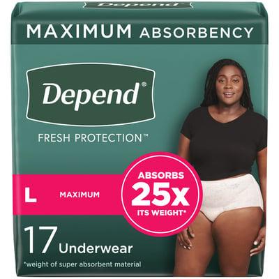 Depend Max Absorbency Adult Incontinence Disposable Underwear For Women Large 17 Count