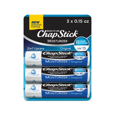 ChapStick Moisturizer Lip Balm Original 0.15 oz, 3Pk