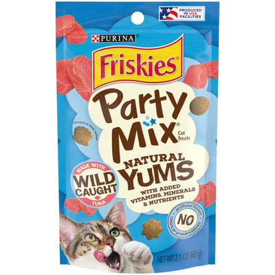 Friskies Party Mix Natural Yums Cat Treats, Tuna, 2.1 oz