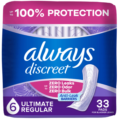 Always Discreet Pads, Extra Heavy Absorbency, Regular Length 33 Count