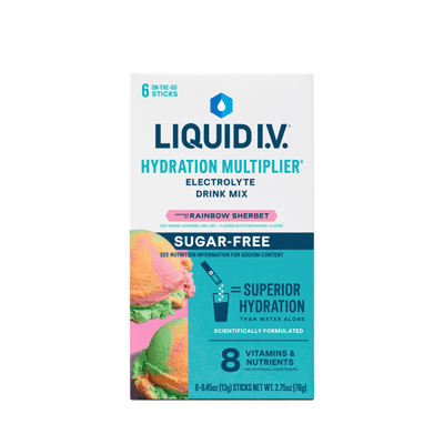 Liquid I.V. Hydration Multiplier Sugar-Free Rainbow Sherbet 6 ct