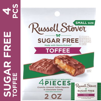 Russell Stover Sugar Free Toffee Squares Chocolate Candy 2 oz