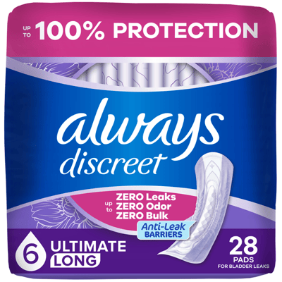 Always Discreet Pads, Extra Heavy Absorbency, Long Length 28 Count