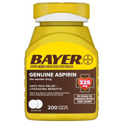 Bayer Aspirin 325mg Coated Tablets 200 Count