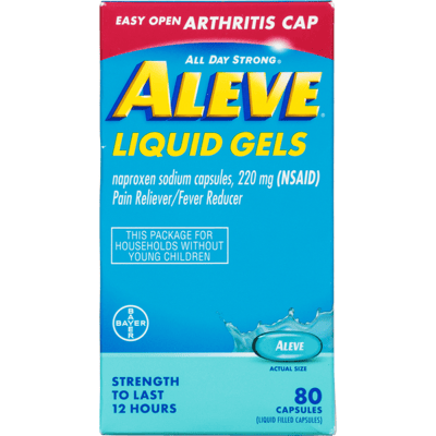 Aleve Pain Reliever Naproxen Sodium 220mg Liquid Gels 80 Count Easy Open Arthritis Cap