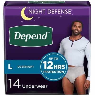 Depend Adult Incontinence Disposable Underwear For Men Night Defense Large Overnight 14 Count