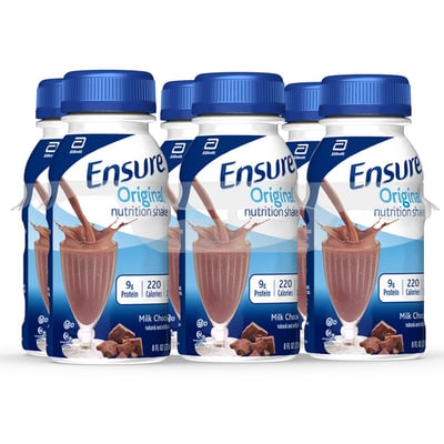 Ensure Original Nutrition Shake Milk Chocolate, 8 fl oz Bottles, 6 Count