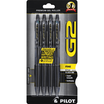 Pilot G2 Premium Retractable Gel Ink Roller Ball Pens, Fine Point, Black