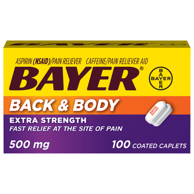Bayer Back and Body Extra Strength Aspirin 500mg Coated Caplets 100 Count