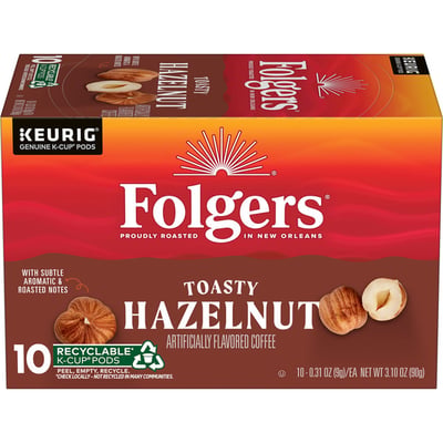Folgers Toasty Hazelnut Artificially Flavored Coffee, Keurig K-Cup Pods