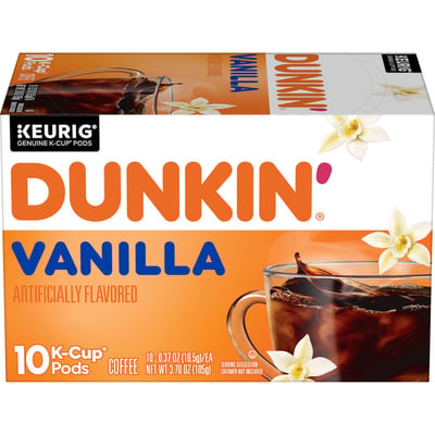 Dunkin’ French Vanilla Medium Roast Coffee K‑Cup Pods 10 Count