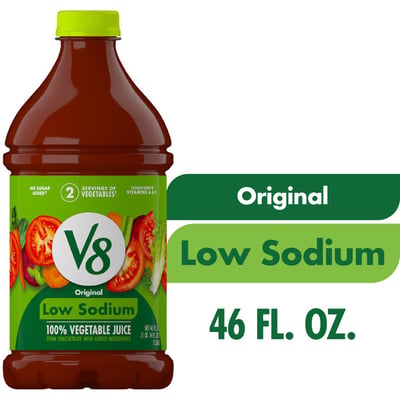 V8 Low Sodium Original 100% Vegetable Juice 46 Fluid Ounce