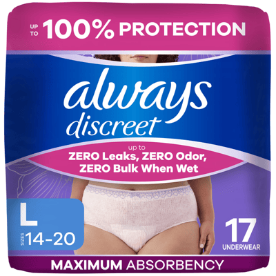 Always Discreet Adult Incontinence Underwear For Women, L 17 Count