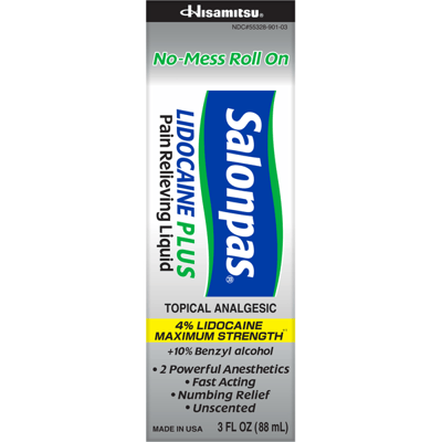 Salonpas Lidocaine Plus Pain Relieving Liquid Roll‑On 3 Fluid Ounce