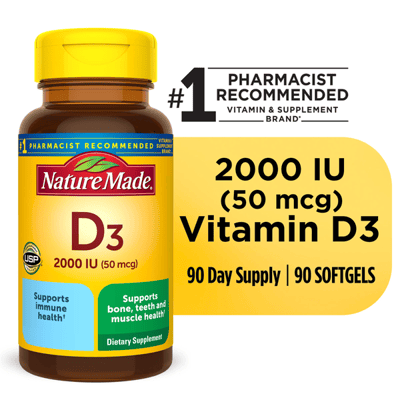 Nature Made Vitamin D3 2000 IU Softgels 90 Count