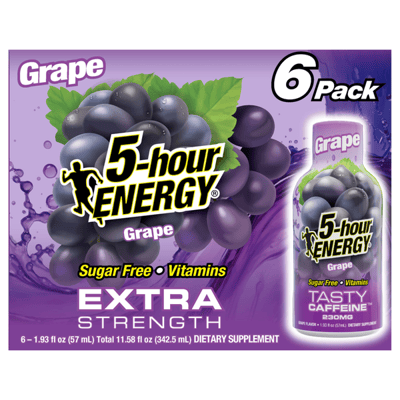 5-hour Energy Extra Strength Grape Energy Shot 1.93 Fl Oz (6 Pack)