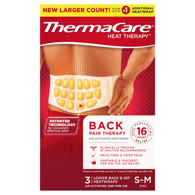 ThermaCare Lower Back Hip HeatWraps Small Medium 3 Count