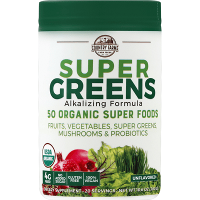Country Farms Super Greens Powder Natural Unflavored 30 Servings